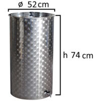 BOTTE PER VINO OLIO CONTENITORE PER ALIMENTI IN ACCIAIO INOX 18/10 BELVIVERE - Piedistallo: NO - Olio di Vasellina: No - Capacità Botte: 150 LT - Ø 52 x H 74 cm - Galleggiante: NO - Rubinetto: Acciaio