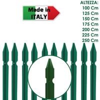 10 PZ PALO PALETTO IN FERRO A T 30x30x3 mm PLASTIFICATO VERDE PER RETE  RECINZIONE - H 175