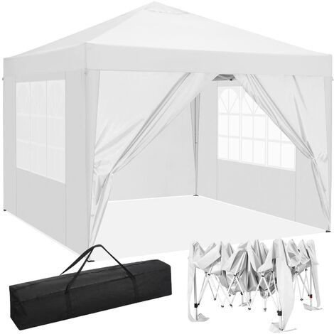MCTECH® 3 x 6 m avec 6 parois laterals Blanc Tente de réception exterieure Tente de Jardin Pavillon bâche imperméable en PE 