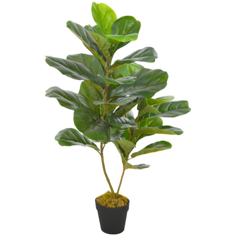 Pianta Artificiale di Ficus Lyrata con Vaso Verde 90 cm