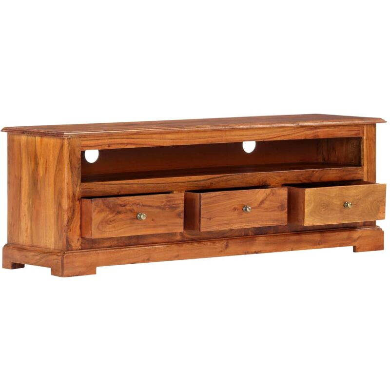 Credenza mobile per vinili 3 cassetti in legno massello di acacia