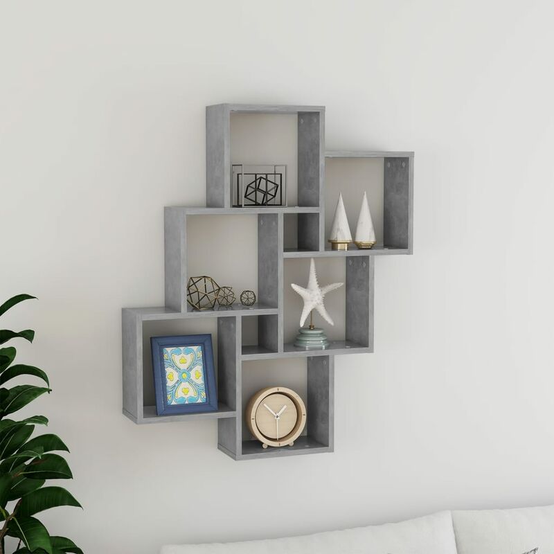 Mensole a cubo da parete 2 pz Grigio cemento 80x15x26,5 cm Truciolare