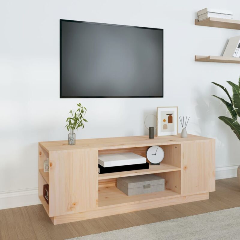 VidaXL Mobile Porta TV Nero 104x33x41 cm in Legno Massello di Pino