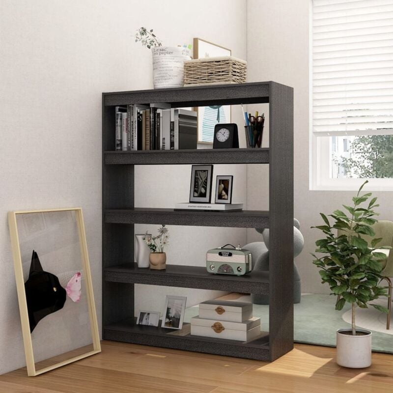 Libreria/Divisorio Grigio 100x30x135,5 cm in Legno di Pino