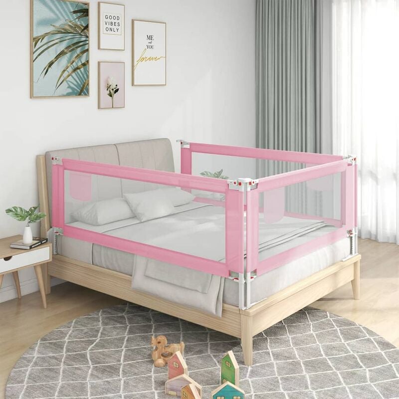 Sponde Letto di Sicurezza Bambini 150cm Poliestere - Sponda per lettino  Protezione per bambini rosa