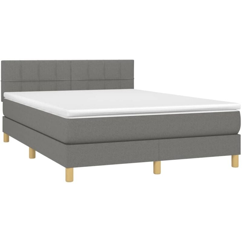 Letto a Molle con Materasso e LED Grigio Scuro 140x190 cm