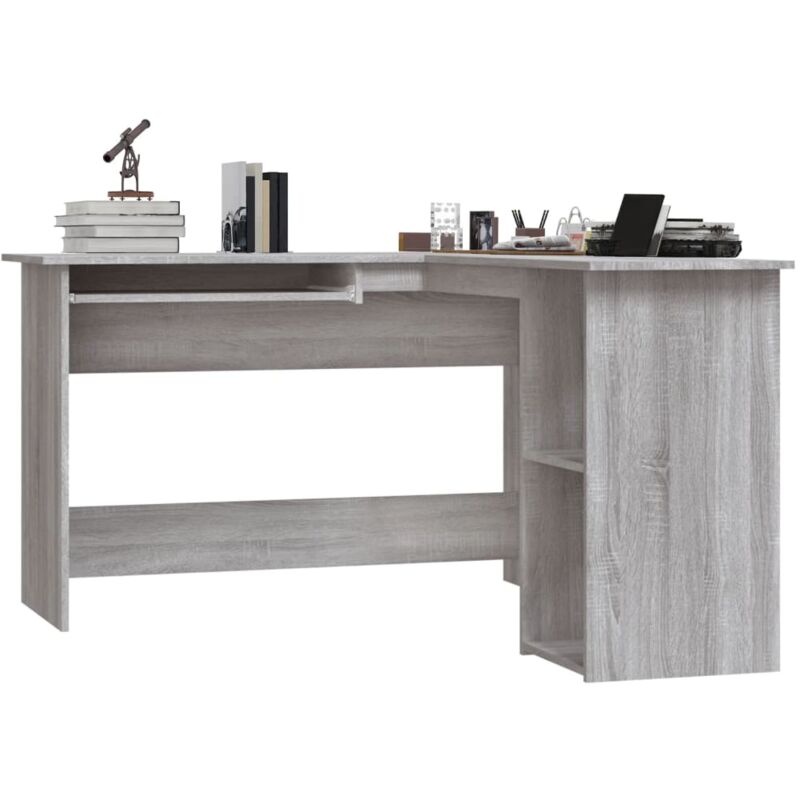 Scrivania Angolare Grigio Sonoma 120x140x75cm Legno Multistrato