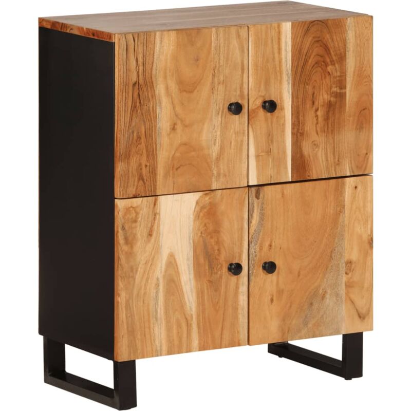 Credenza con 4 Ante 60x33x75 cm in Legno Massello di Acacia