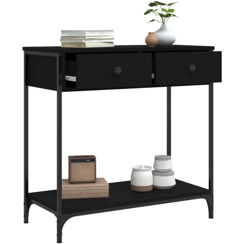 Tavolino Consolle Tavolo da Ingresso Tavolino stretto Nero 78x30x80 cm in  Legno Multistrato CGT64489 MaisonChic