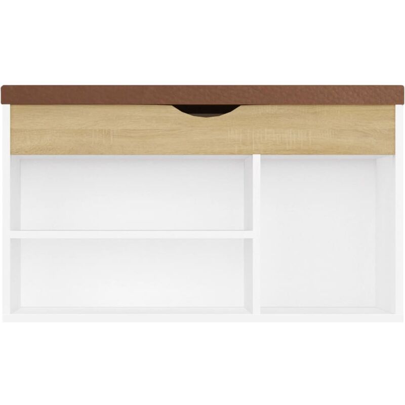 Panca da Ingresso Scarpiera con Sedile Imbottito Ribaltabile in Legno  Bianco 80x30x47 cm