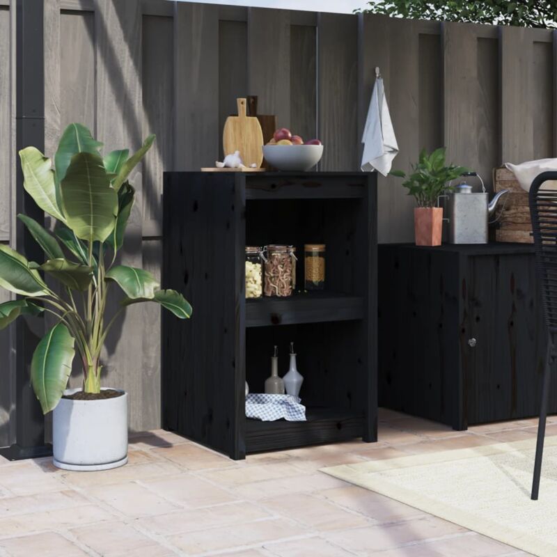Mobile da cucina da esterno Nero 55x55x92 cm legno Massello di Pino Vidaxl