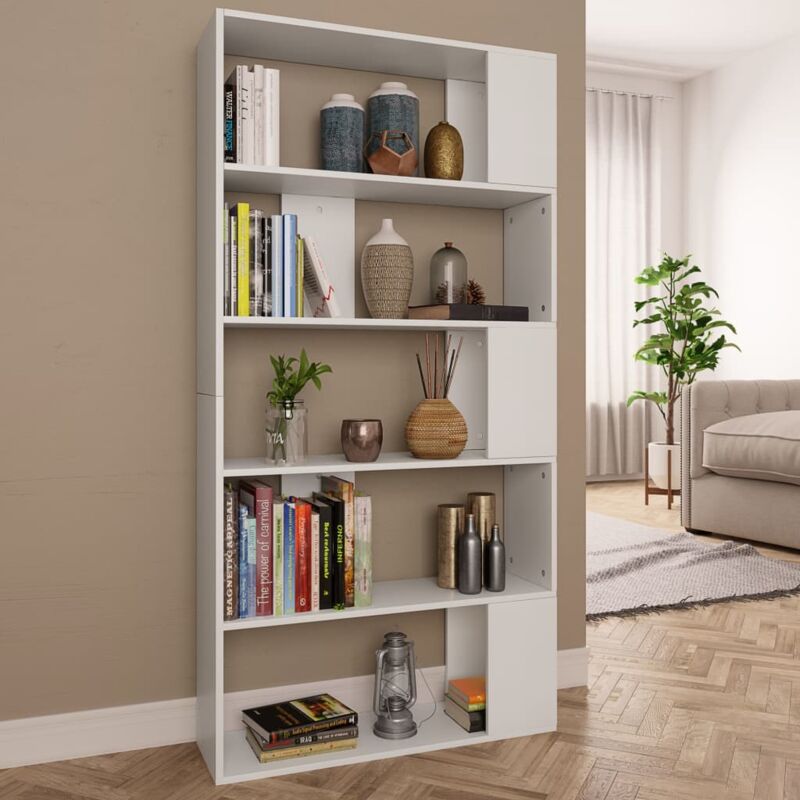 Libreria/divisorio Bianco 80x24x96 Cm In Legno Multistrato