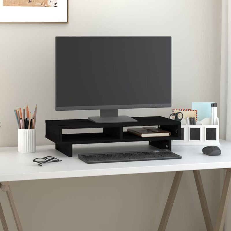 Relaxdays Supporto Monitor, Alzatina per TV, Standing Computer Desk, Rialzo  Scrivania, Regolabile, 70x24 cm, trasparente