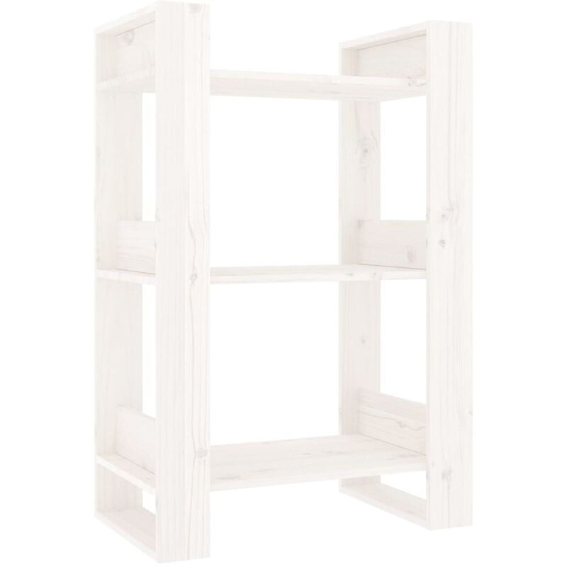 Libreria/Divisorio Bianco 60x35x91 cm in Legno Massello di Pino