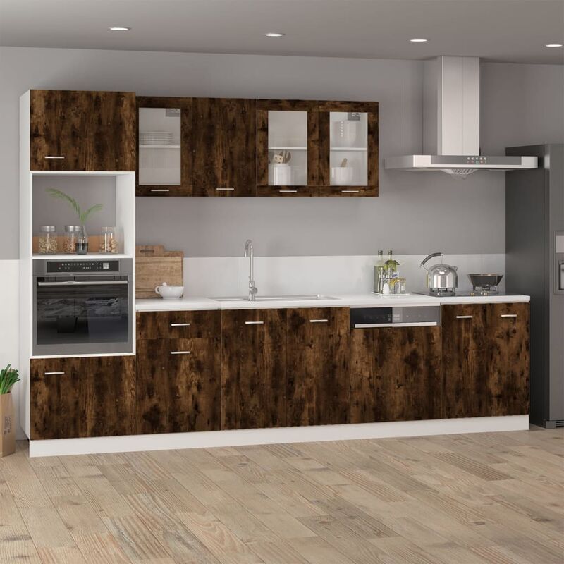 Pensile da Cucina，Armadietto a Muro，Armadio Sospeso da Parete Rovere Fumo  60x31x70 cm in Legno Multistrato CNWI232936 MaisonChic