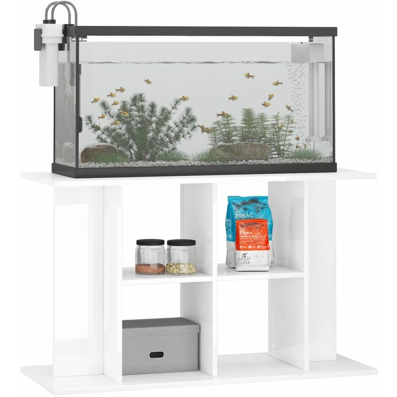 Supporto Acquario 101x41x58 cm Legno Multistrato Bianco Lucido