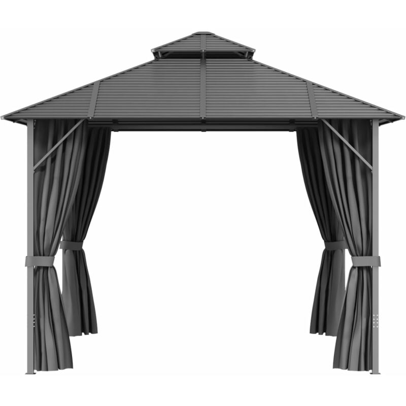 Gazebo con Tende Laterali e Doppio Tetto 3x3 m Antracite