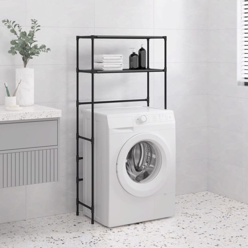 Vidaxl Rastrelliera per Lavatrice a 2 livelli nera 69x28x143 cm Ferro