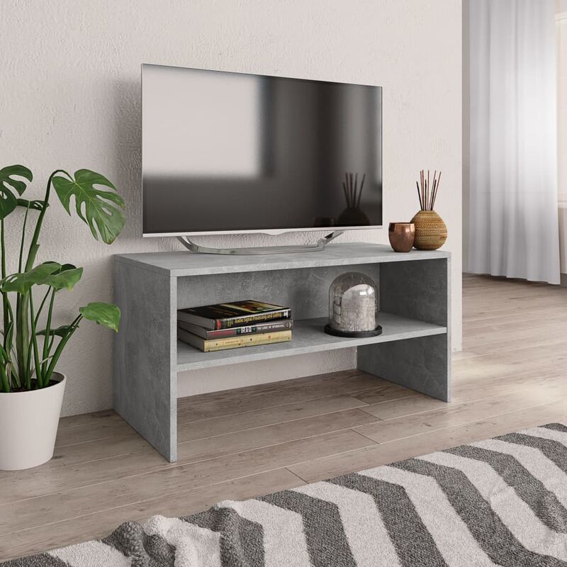 Relaxdays Mobile TV con Ruote, 2 Ripiani, Mobiletto Porta Televisore,  45x60x40 cm, Tavolo Televisione, Bianco Argentato