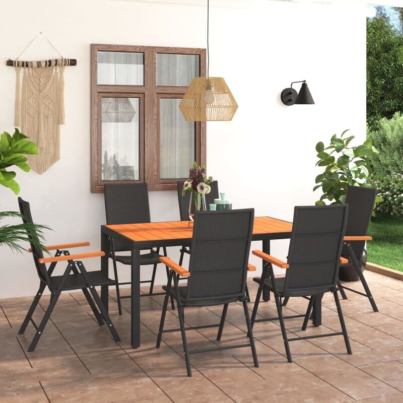 Outsunny Set Sedie da Giardino 2 Pezzi in Rattan PE e Acciaio, Sedie  Pieghevoli da Esterno con Schienale Regolabile in 7 Posizioni, Rosso e Nero