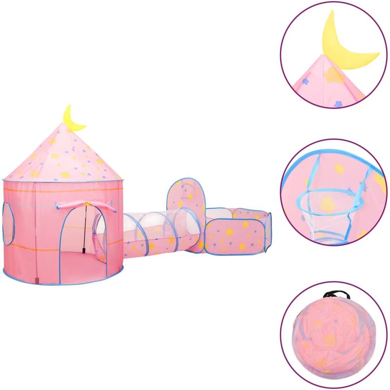 Tenda da Gioco per Bambini Rosa con 250 Palline 301x120x128 cm