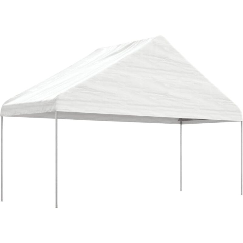 Gazebo con Tetto Bianco 8,92x5,88x3,75 m in Polietilene