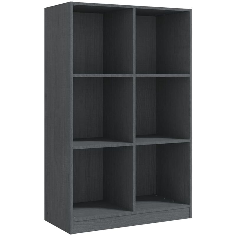 Libreria Grigia 70x33x110 cm in Legno Massello di Pino