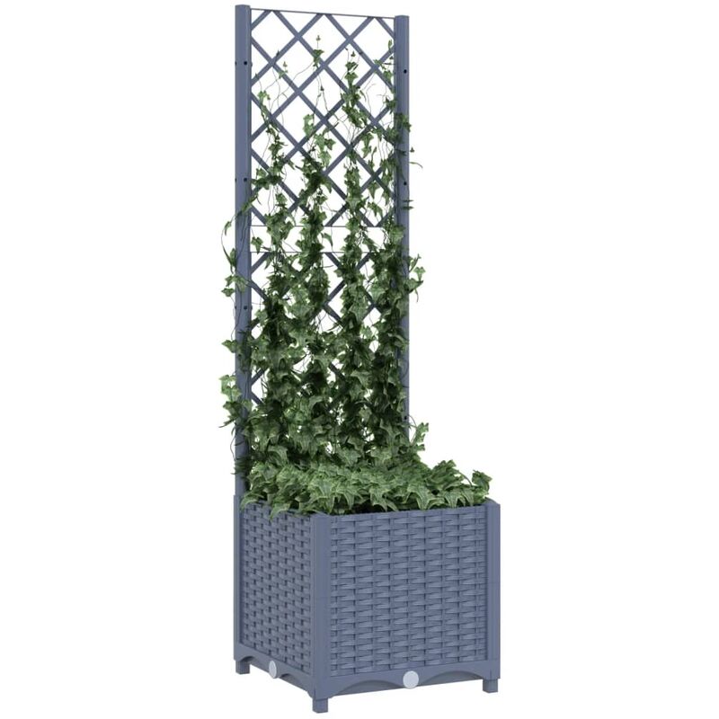 Fioriera da Giardino con Graticcio Grigio Scuro 40x40x136 cm PP