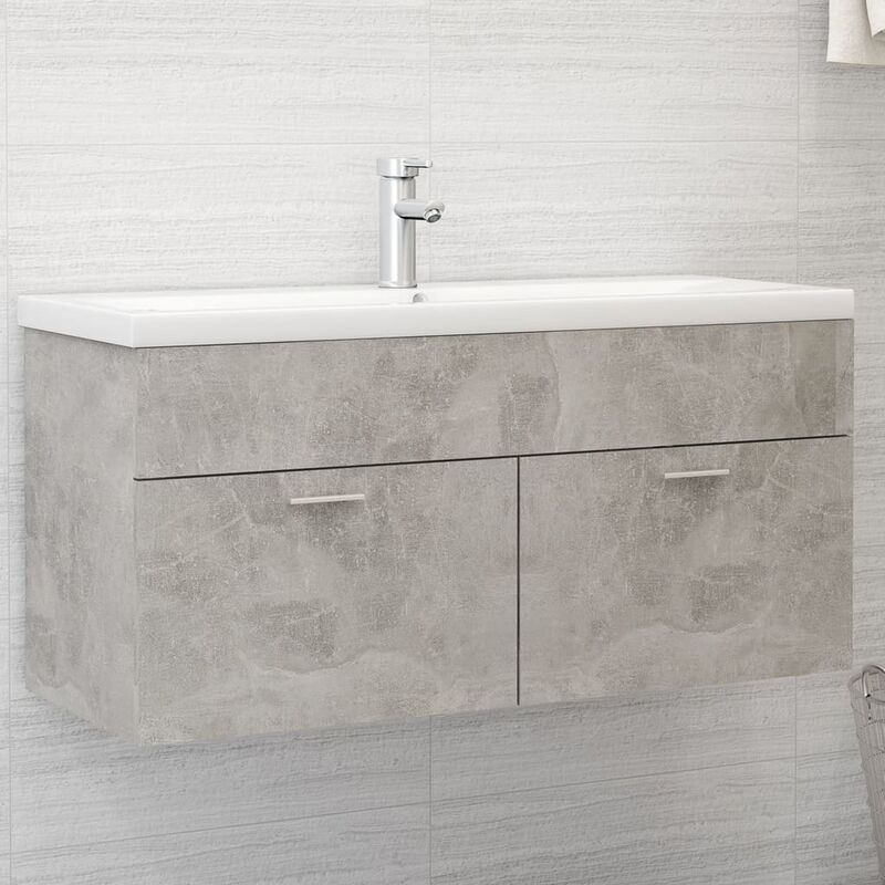 Mobile Lavabo Grigio Cemento 100x38,5x46cm in Legno Multistrato