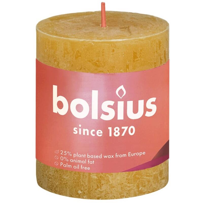 Bolsius Candele Pilastro Rustiche Shimmer 4 pz 190x68 mm Avorio