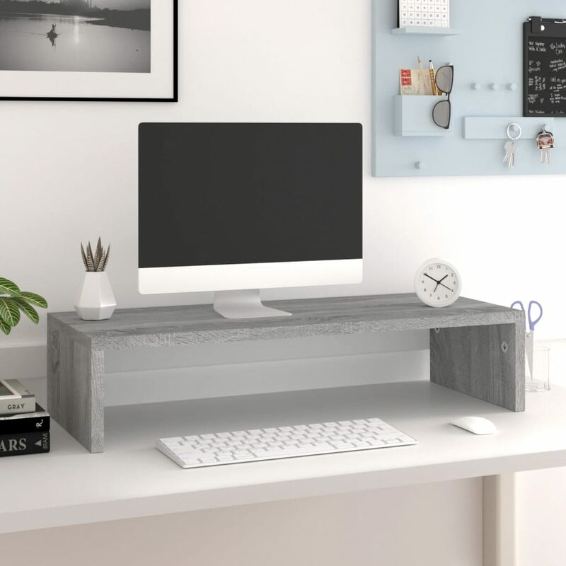 Relaxdays Supporto Monitor, Alzatina per TV, Standing Computer Desk, Rialzo  Scrivania, Regolabile, 70x24 cm, trasparente