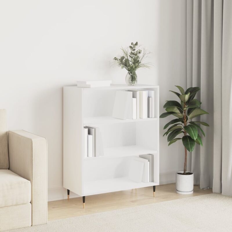 Homcom Libreria di Design mobili per soggiorno per soggiorno Moderna  Moderna 4 Ripiani, Bianco, 80x30x145cm