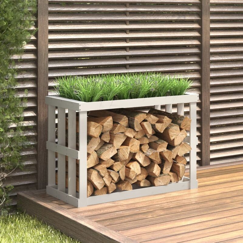 VidaXL Portaceppi da esterno grigio 108x52x74 cm legno massello pino Porta  legna 