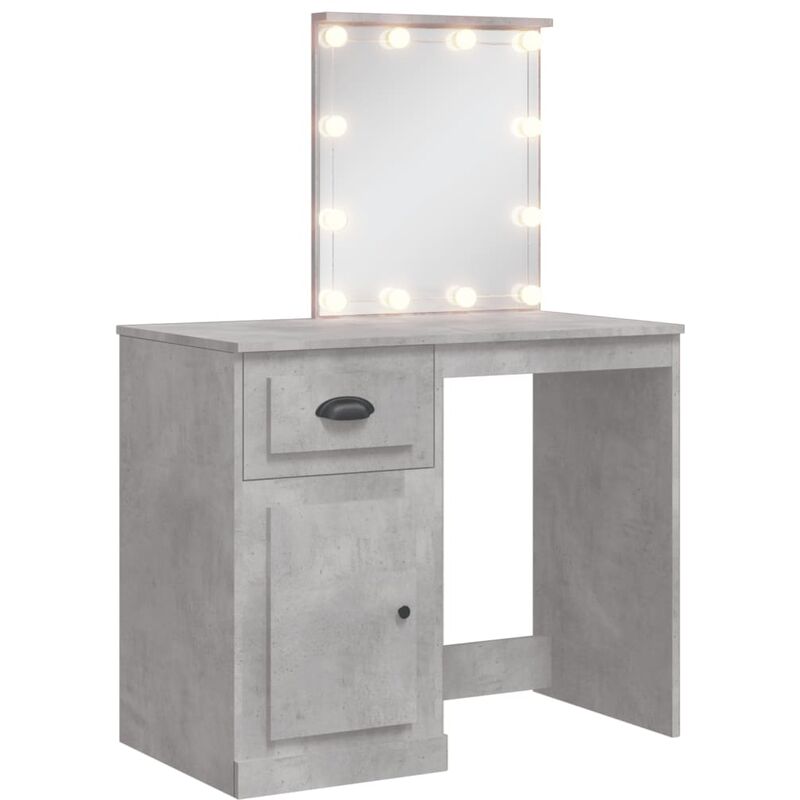 Toeletta con Luci LED Grigio Cemento 90x42x132,5 cm