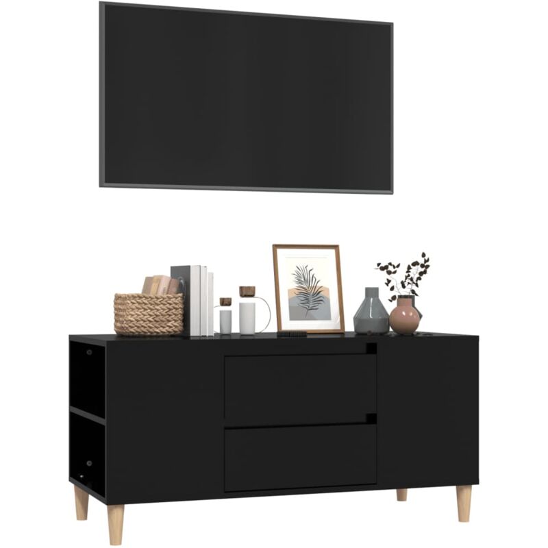 Mobile Porta TV Nero 102x44,5x50 cm in Legno Multistrato