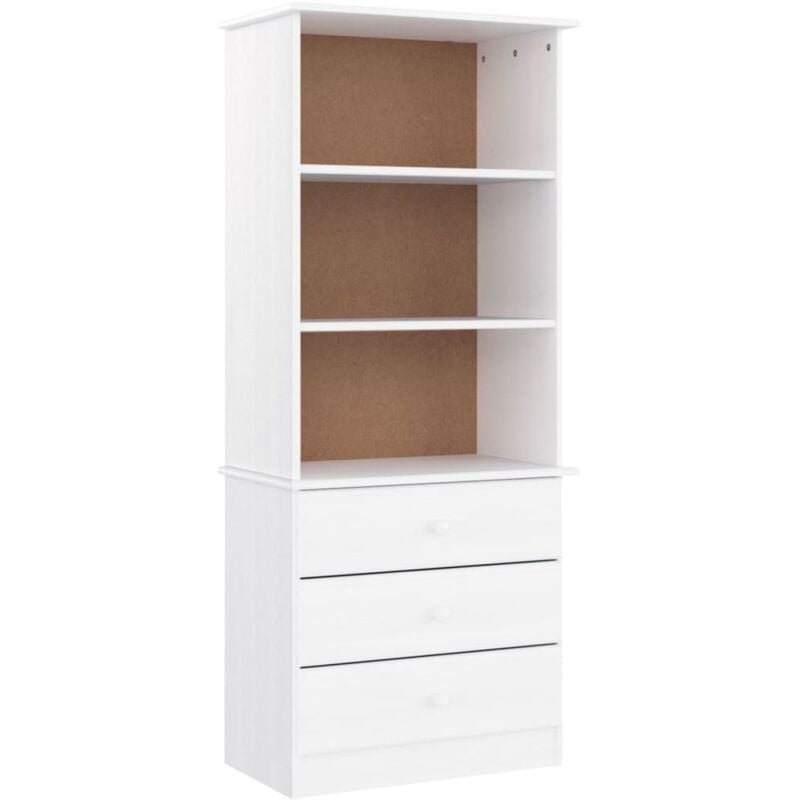 vidaXL Libreria con Cassetti ALTA Bianca 77x35x186,5 cm Massello Pino