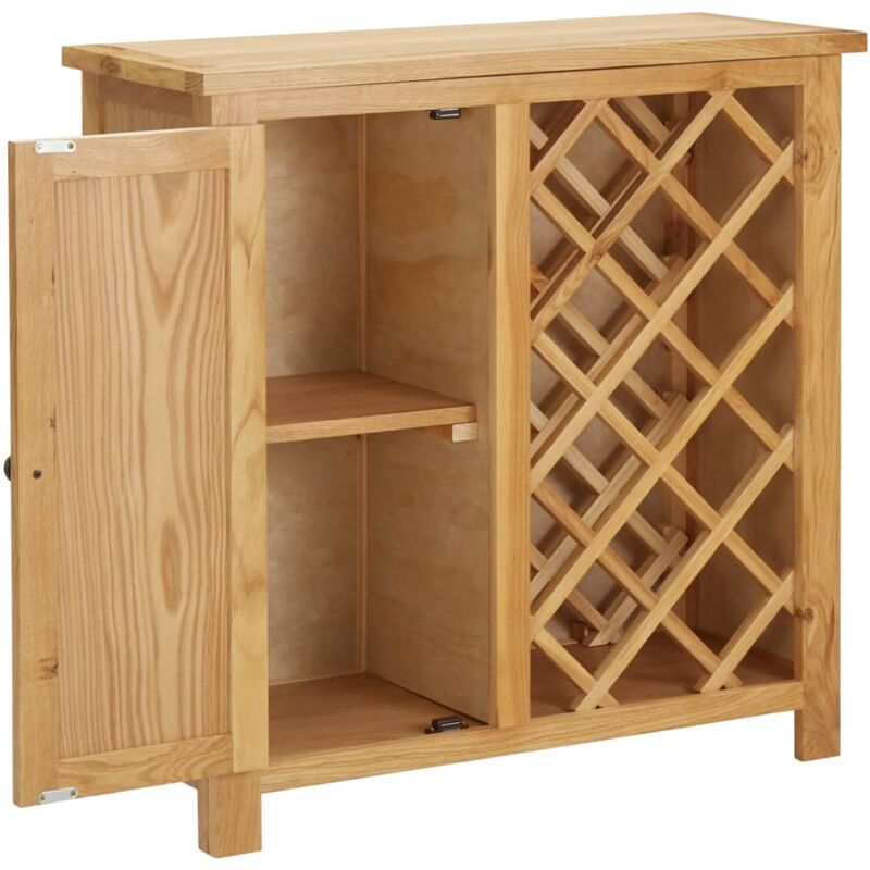 Cantinetta per 11 Bottiglie 80x32x80 cm in Legno Massello di Rovere