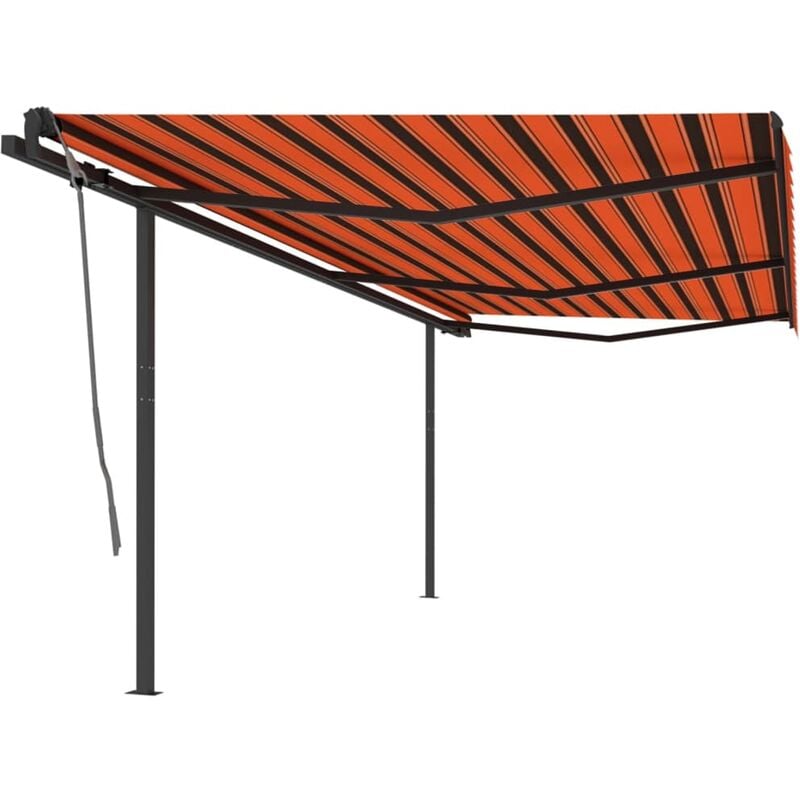 Outsunny Tenda da Sole a Muro con Pali di Supporto, Avvolgibile