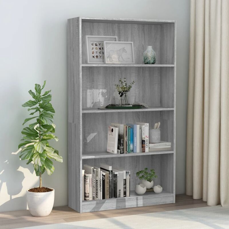 Vidaxl Libreria 4 ripiani Grigio Sonoma 80x24x142 cm legno Multistrato