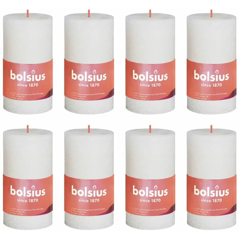 Bolsius Candele Rustiche a Colonna Shine 8 pz 100x50 mm Perla