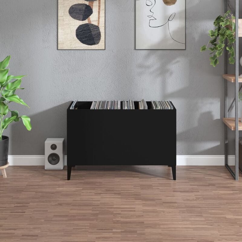 Portadisco da parete in legno nero per un disco in vinile