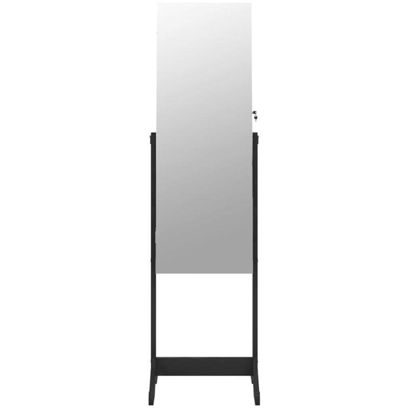 Armadio Portagioie Specchio Autoportante Nero 42x38x152 cm