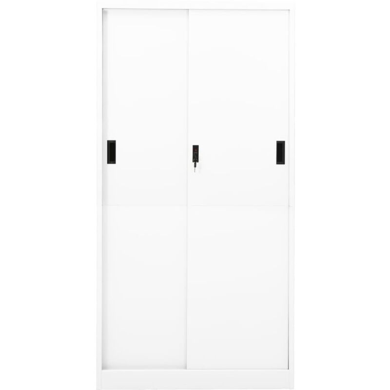 Armadio per Ufficio Anta Scorrevole Bianco 90x40x180 cm Acciaio