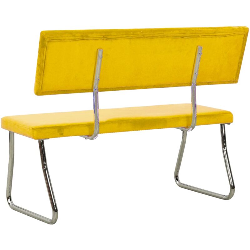 Panca stile scandinave in acciaio e velluto giallo