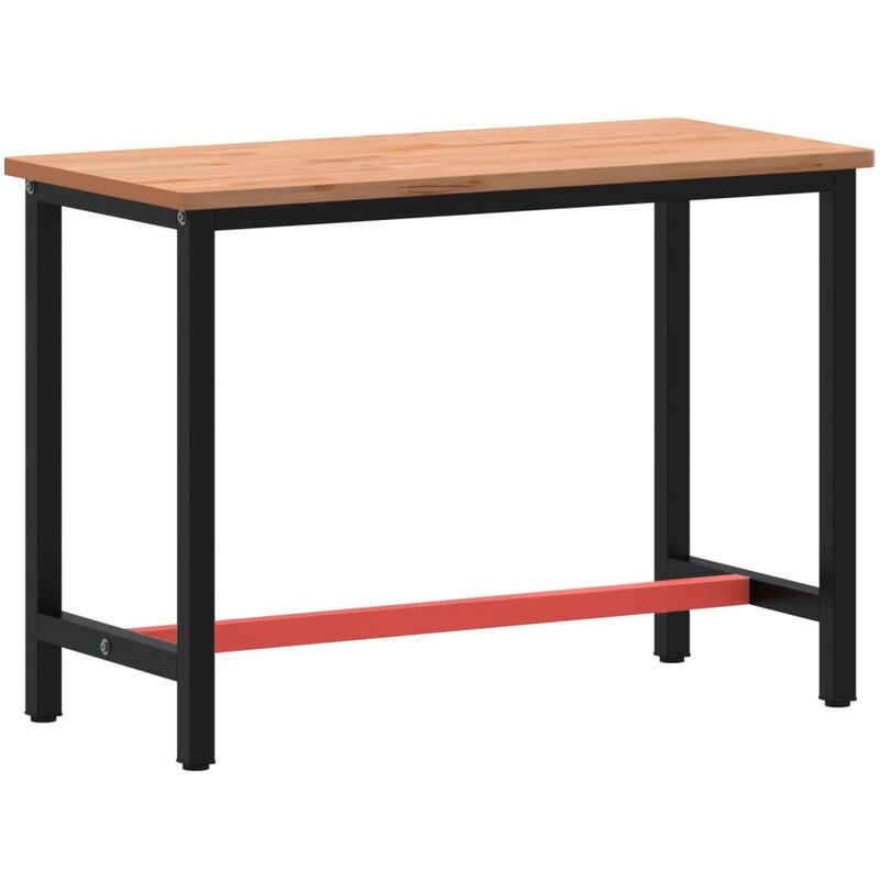 Banco da Lavoro 115x55x81,5 cm Legno Massello Faggio e Metallo