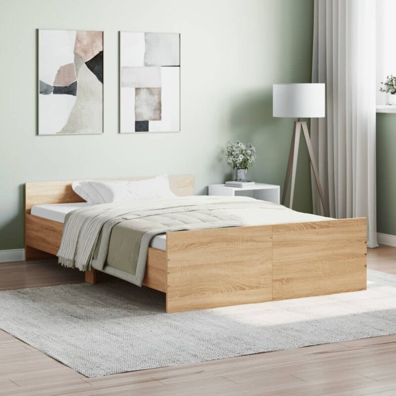 Struttura Letto per adulti,Telaio del letto,Giroletto Rovere Sonoma 120x190  cm in Legno Multistrato QSW16051