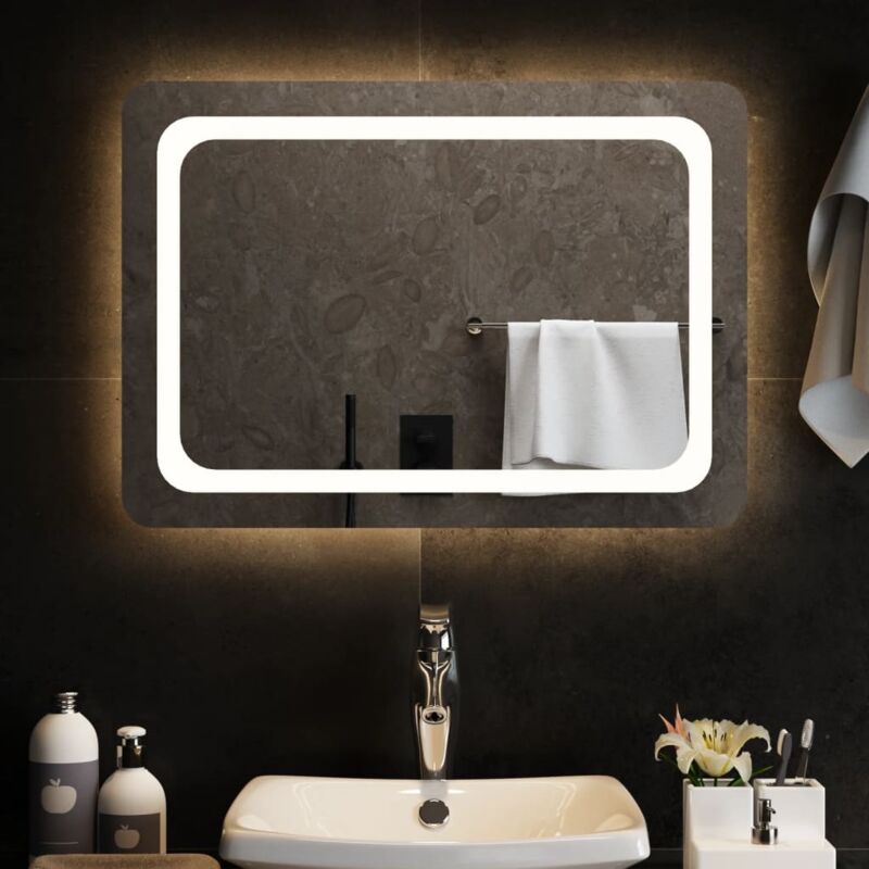 Specchio bagno LED 50x60 cm reversibile con lampada inclusa da 30 cm a luce  fredda