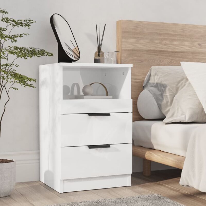 Comodino con 3 cassetti, Cassettiera moderna vicino al letto Bianco -  Costway