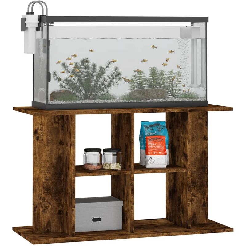 Supporto Acquario 81x36x73 cm in Legno Multistrato Rovere Fumo