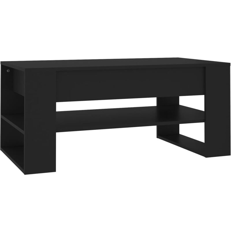 Tavolino da Salotto Nero 102x55x45 cm in Legno Multistrato